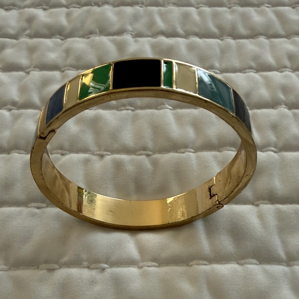 Gold-Tone Multi-Color Enamel Bangle Bracelet